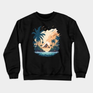 Tropical island with palm trees and sea. Crewneck Sweatshirt